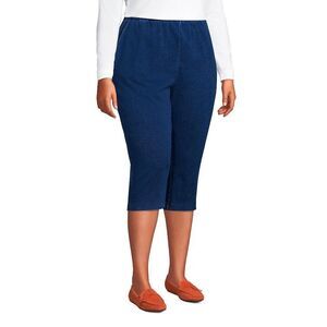 Lands End Pants 2X Sport Knit Stretch Capri High Rise **